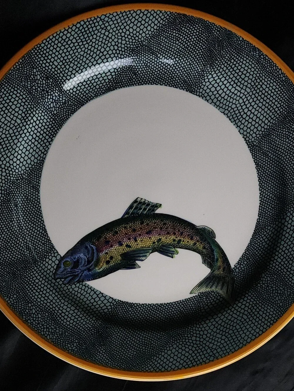 Williams Sonoma English Angler Fish Salad Plates Set of 4 Bass Cod Salmon Trout